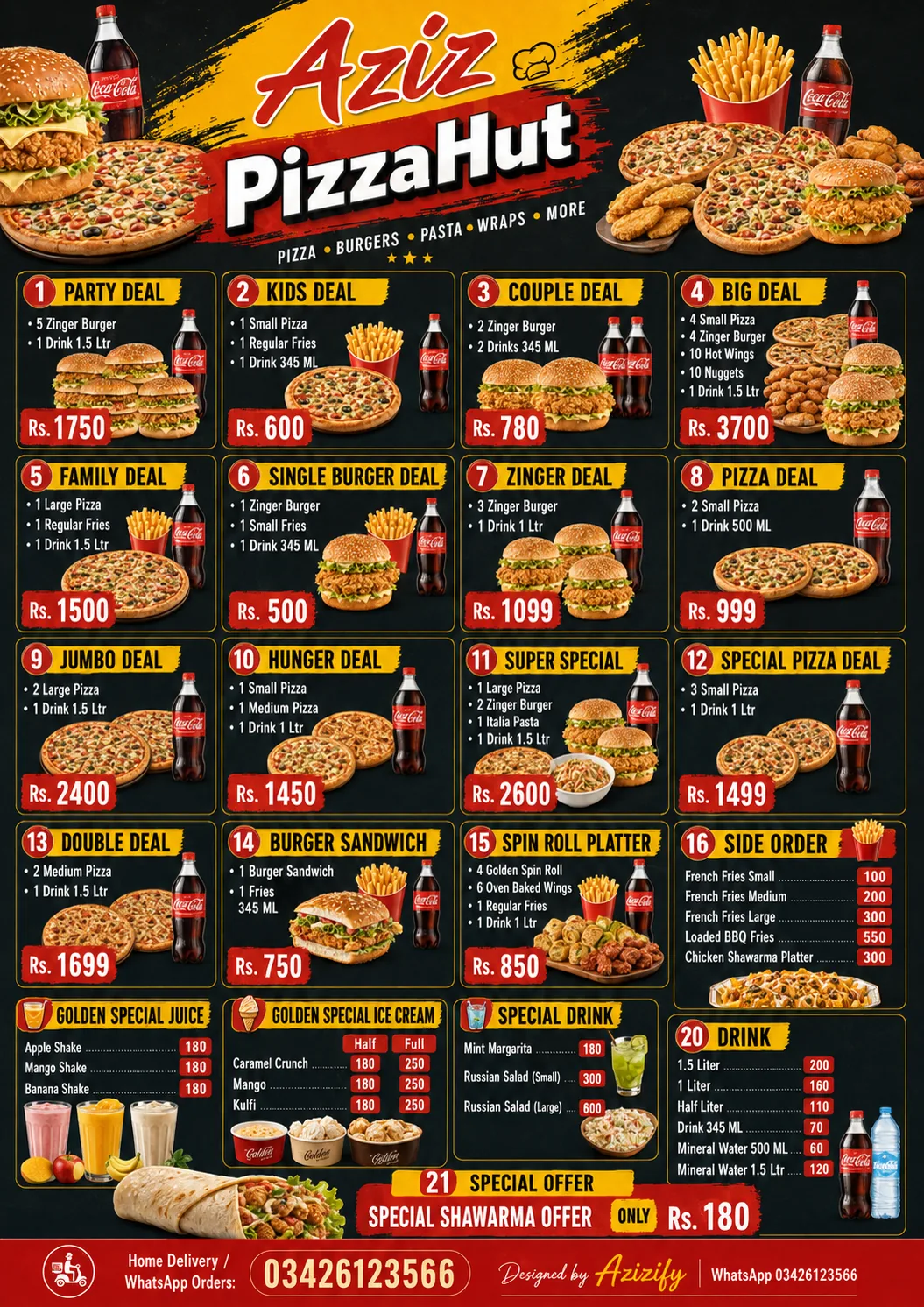 Aziz Pizza Hut menu design page two